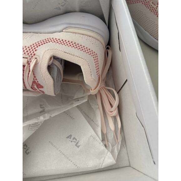 APL Athletic Propulsion Labs Techloom Breeze Sneakers Cream Fire Coral Size 8.5 - Picture 8 of 9